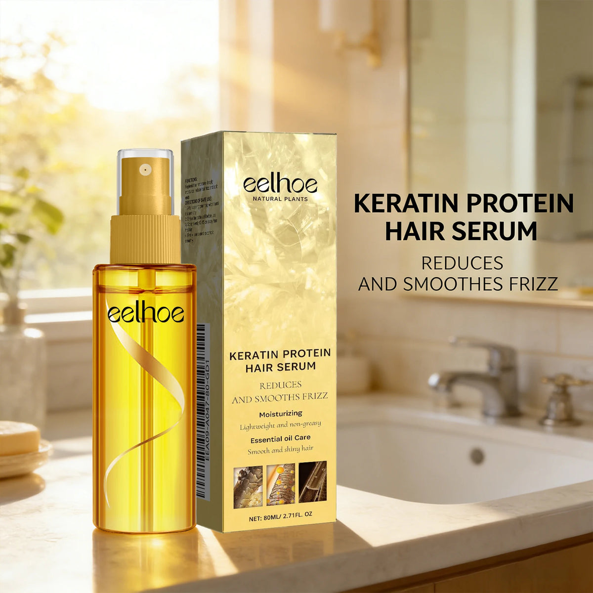 Keratin Protein Hair Serum Nourishing Repairing Damaged Hair Improve Gloss Reduce Hair Frizz Refreshing Hairdressing Oil Essence
