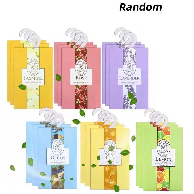 5pcs Natural Jasmine Rose Lavender Hanging Freshener - Long-Lasting Odor Eliminator for Wardrobe Car Closets Refill-Free