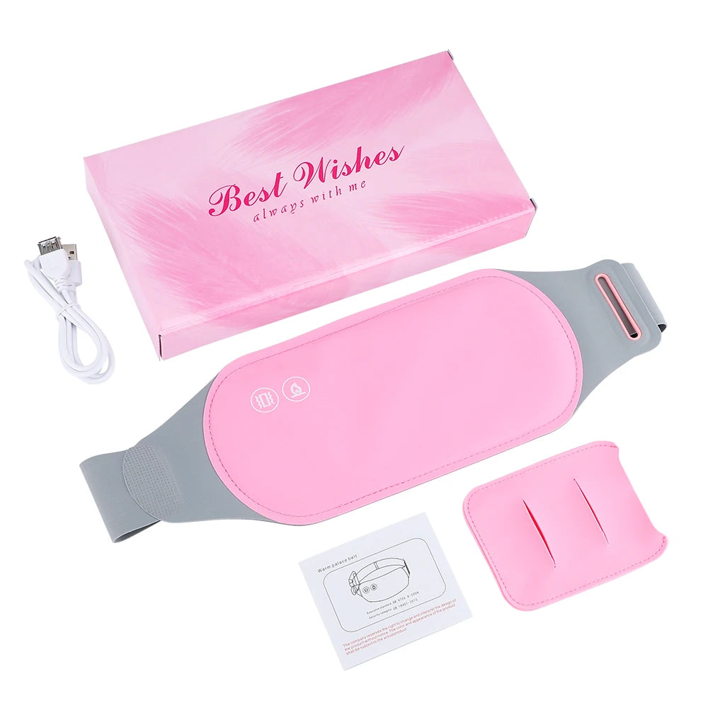 USB Menstrual Electric Heating Pad for Abdominal Vibration Massager Women Period Care Belly Heater Winter Warming Palace Belt