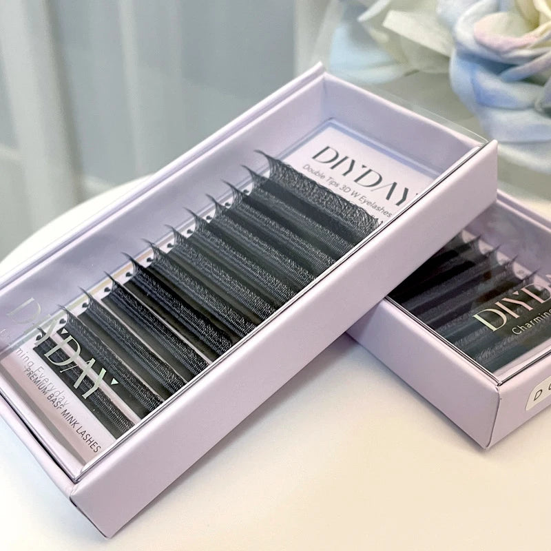 DIYDAY W Shape Eyelash Extension 3d 4d 5d 6d 7d 8d W-Shaped Eyelashes Premade Fans Individual BASF Mink Faux Lashes