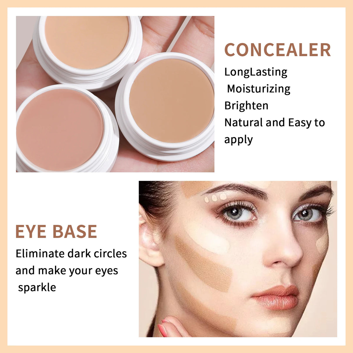 QIC Waterproof & Sweatproof Concealer Cream - Tattoo Coverage, Long-Lasting Foundation, Natural, Full Coverage, All Skin Types