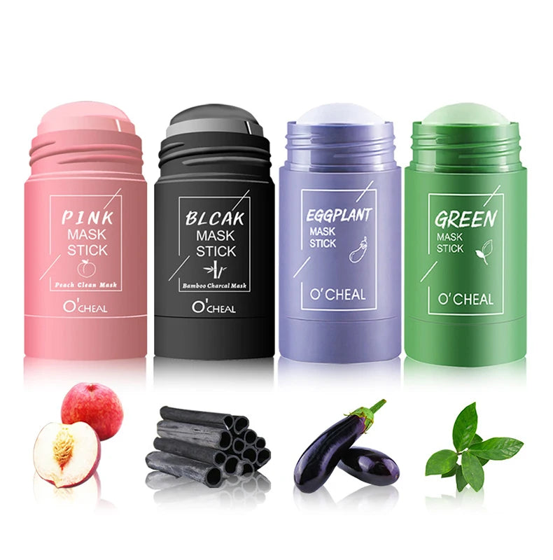 Ocheal Mask Green Tea Bamboo Charcoal Solid Facial Cleansing Stick Deep Cleansing Pores, Removes Blackheads, Controls Oil, Moisturizes and Hydrates, Smear-On Mud Mask for Men and Women.