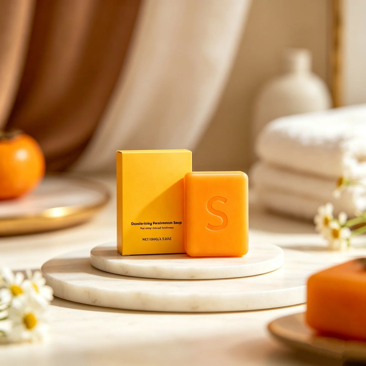 Persimmon Body Cleansing Soap Keep Brightening Improve Odor Deeply Nourish Reduce Dark Acne Removal Care Soap For Women Man 100g