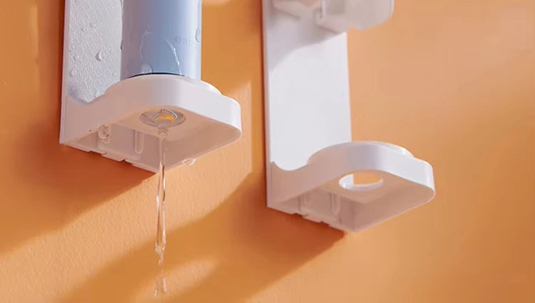 Toothbrush electronic holder, wall mounted adhesive holder, toothbrush organizer to save space and keep dry