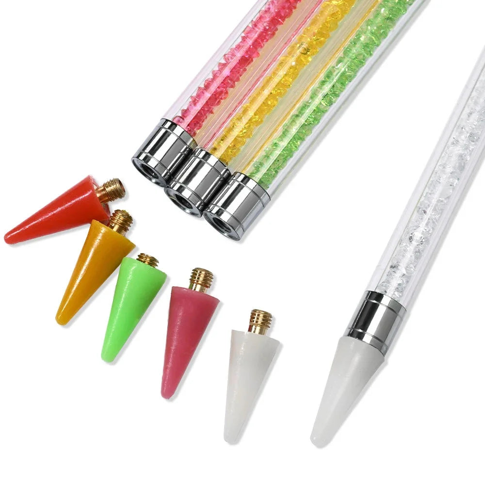 1pc Wax Nail Rhinestone Picker Dotting Pen Dual-ended Wax Pencil For Rhinestones Tip Crystal & Gem Nail Art Tool for DIY Manicur