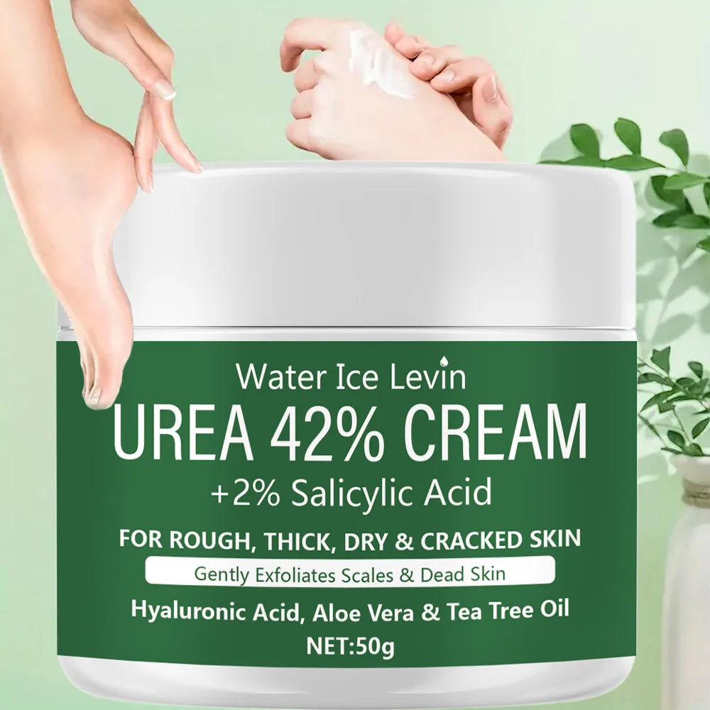 Urea 42% + 2% Salicylic Acid Cream with Hyaluronic Acid & Tea Tree Oil, Moisturizes and Exfoliates Rough, Dry Skin
