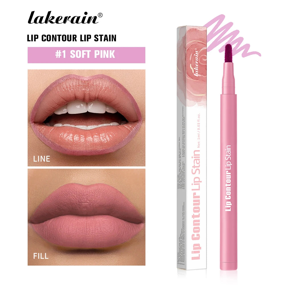 Waterproof 2 In 1 Lip Stain And Liner Pen Long Lasting Smudge Proof Kiss Proof Transfer Resistant 8 Colors Makeup Lip Pencil