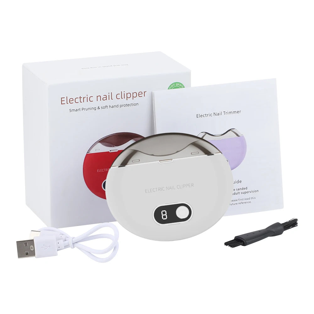 Electric Nail Clipper Cutter With LED Light 2in 1 Automatic Nail Grinder Trimmer For Baby Adult Mini Manicure Tools Nail Care
