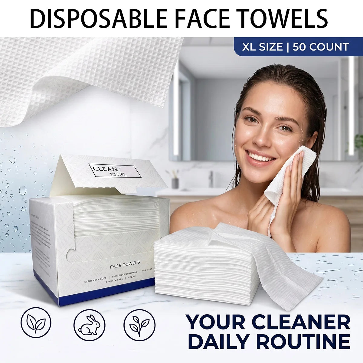 50Pcs/Box Disposable Face Towels Facial Cleansing Makeup Remover Dry Beauty Skincare Travel Pack