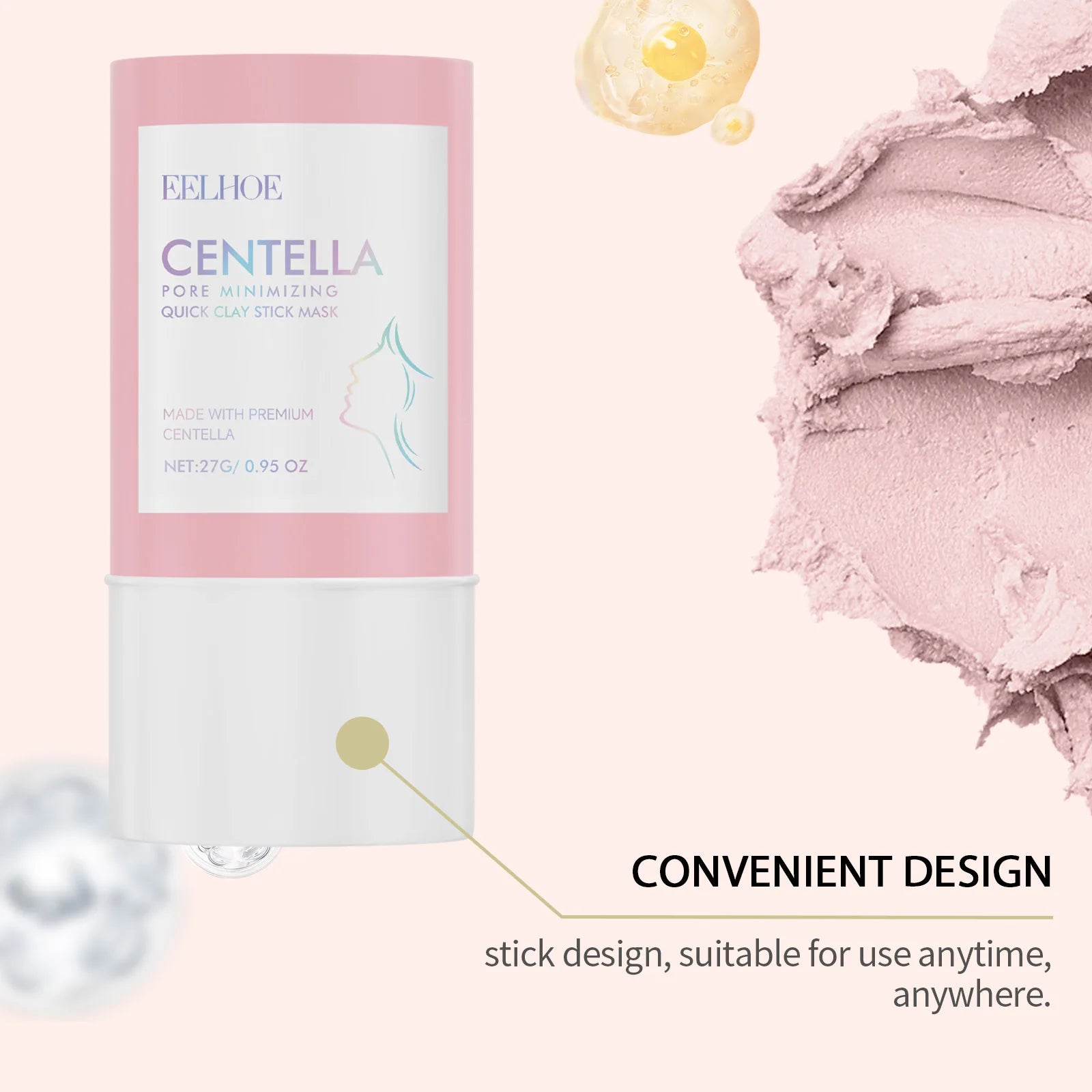 Centella Asiatica Clay Mask Stick Exfoliating Soothing Skin Cleaning Repair Facial Pores Control Oil Moisturizing Clean Mask 27g