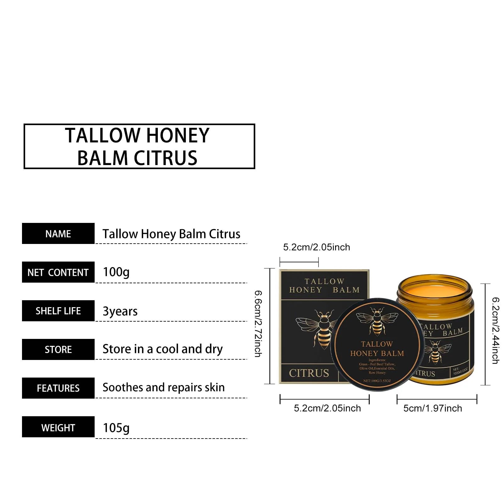 Beef Tallow Honey Cream Brightening Fade Dark Spots Remove Melanin Firming Non-Greasy Lasting Moisturizing Soothing Body Lotion