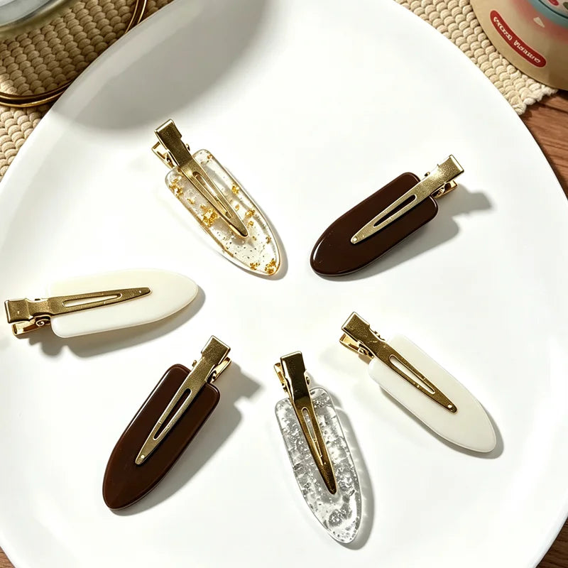 2/6pcs Golden Alloy Seamless Hair Clips For Women Luxury Retro Daily Wear Bangs Clip Side Clips Fashion Girl Duckbill Clip