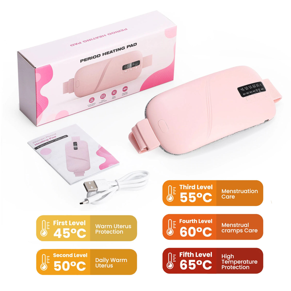 Heating Pad for Menstrual Cramps Vibration Electric Massager Abdominal Period Warm Palace Belt Uterine Warming for Women