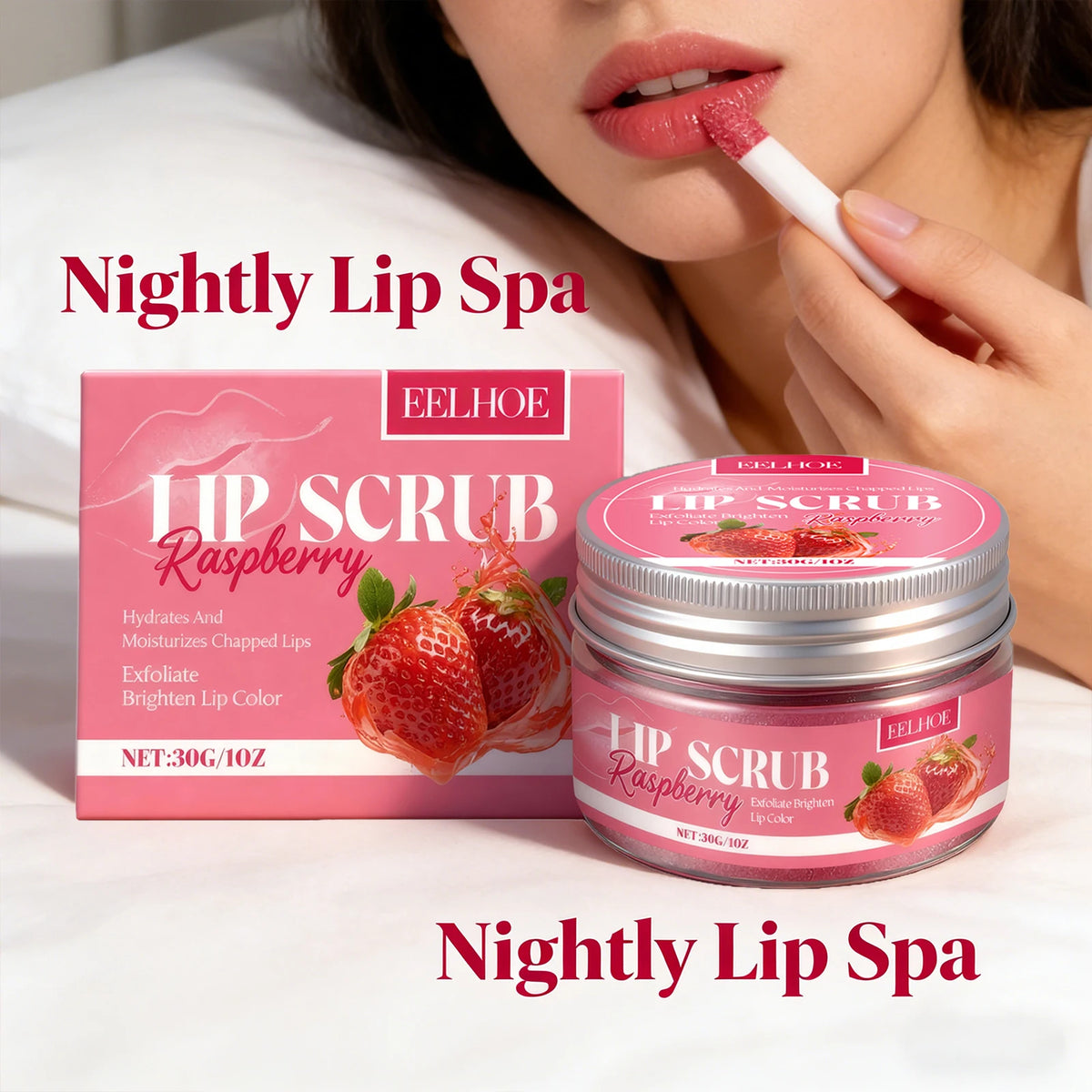 Strawberry Lip Scrub Exfoliating Soothing Lips Preventing Dryness Cracking Improving Dullness Brightening Moisturizing Lip Care