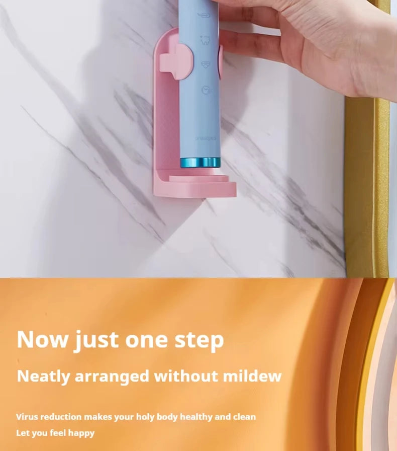 Toothbrush electronic holder, wall mounted adhesive holder, toothbrush organizer to save space and keep dry