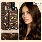 YUITIKUE Brown Hair Dye Shampoo 100ml - Plant Extract Formula, Covers Gray Hair, Natural Color, No Damage, 4-in-1 Care