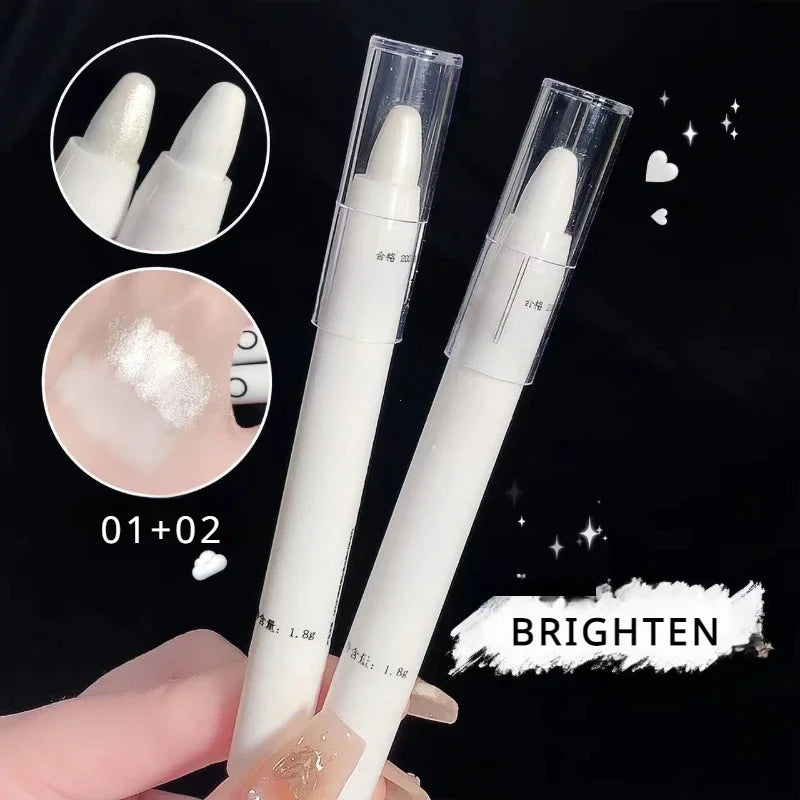 Matte White Lying Silkworm Highlighter Pen Pearlescent Eyeshadow Stick Brightening Pearl Eyeliner Waterproof Glitter Eye Shadow