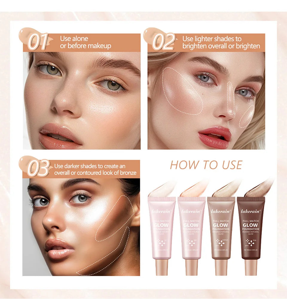Glow Foundation Illuminator Glotion Natural Glow Enhancer Glowing Moisturizing Lightweight base Multi-purpose Illuminator Highli