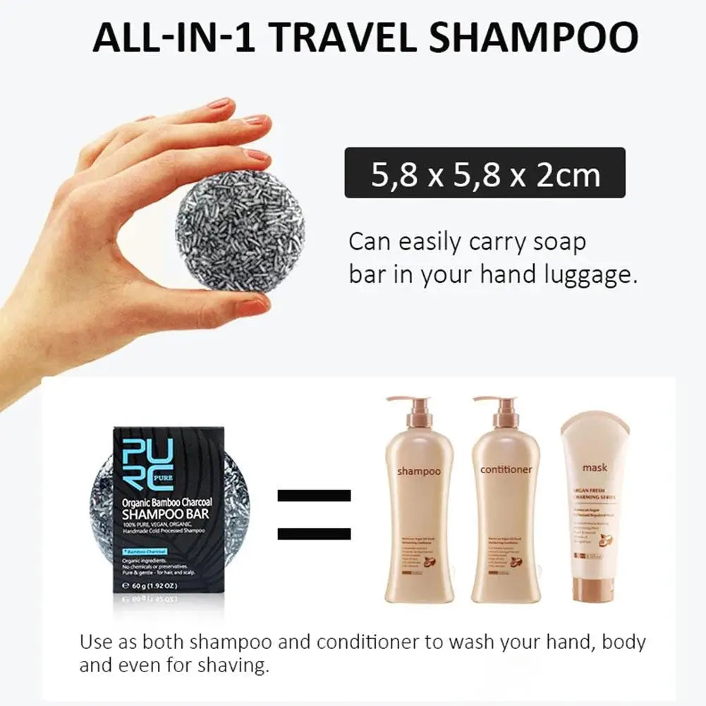 1PCS PURC Gray White Hair Shampoo Bar Bamboo Charcoal Detox Black Scalp Care Hair & Hair Bar Clean Shiny Treatment Soap W8S2
