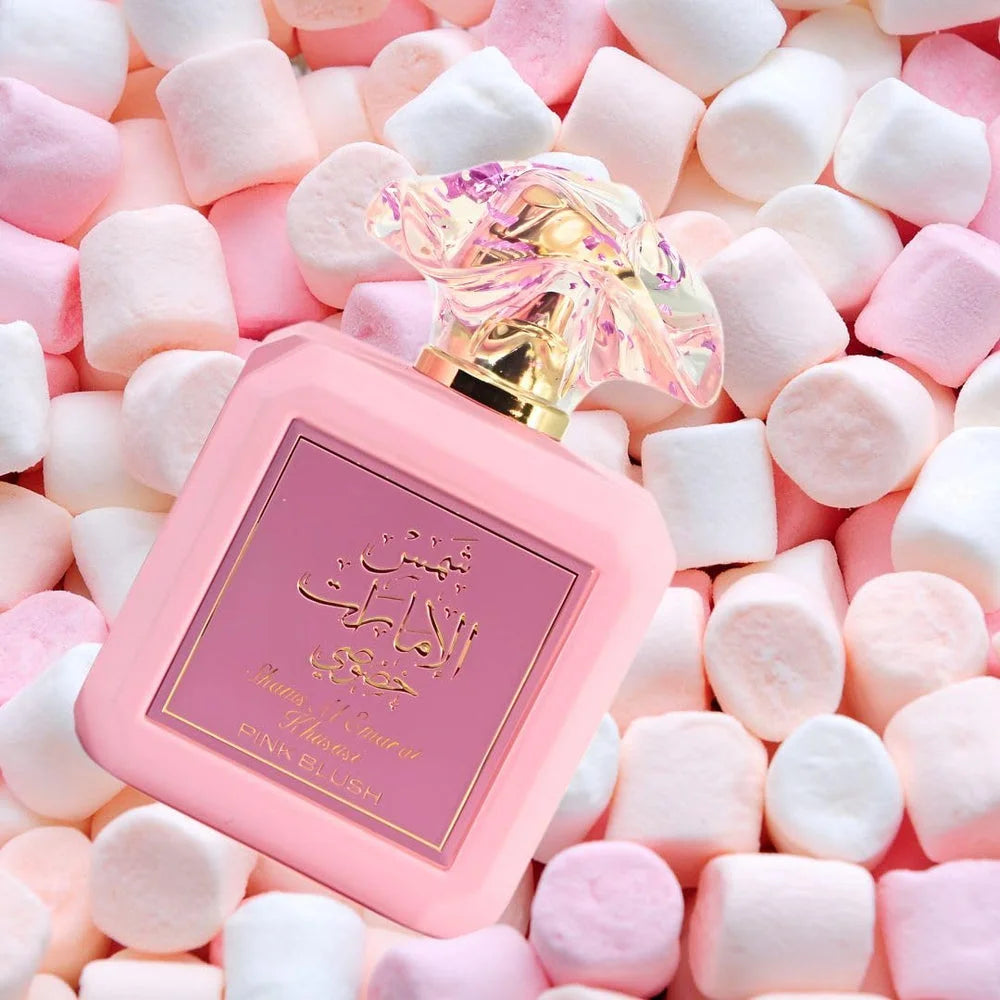 Ard Al Zaafaran Shams Al Emarat Khususi Pink Blush Eau De Parfum 100ml 3.4oz Women Perfume Long Lasting Fruity Marshmallow Vanilla Gourmand Arabian Fragrance Luxury Gift Box For Her
