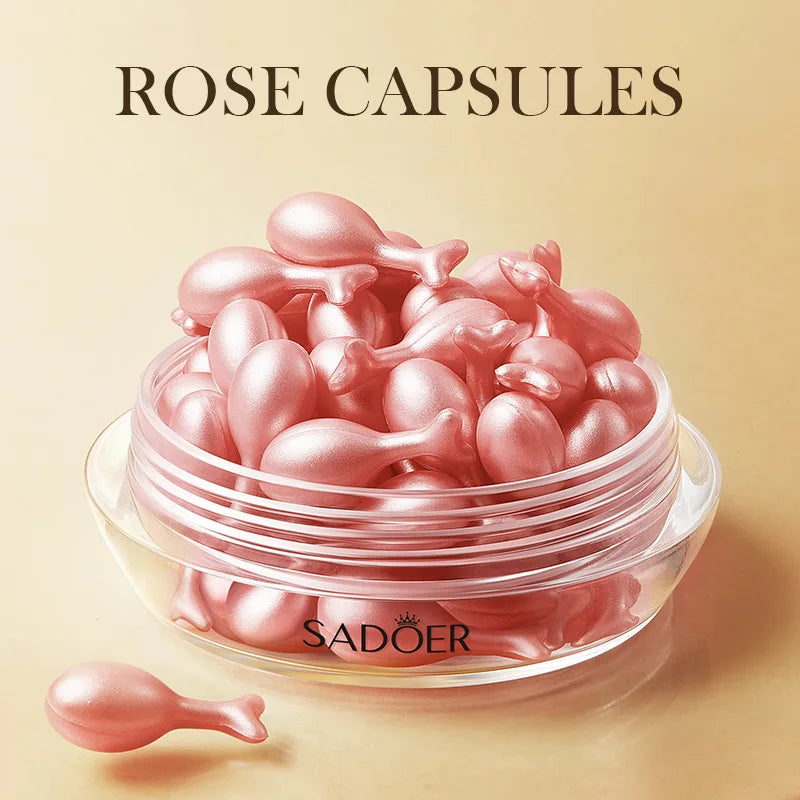 30pcs SADOER Rose Sanil Vitamin C Face Serum Capsule Facial Moisturizing Firming Facial Essence Beauty Face Skin Care Products