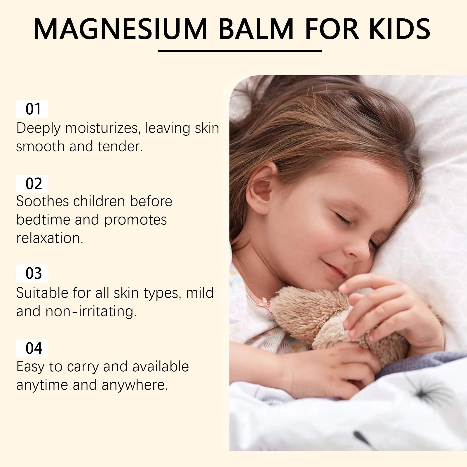Magnesium Balm for Kids Lavender Relieve Anxiety Relax Both Body and Mind Better Sleep Moisturizing Lavender Magnesium Lotion