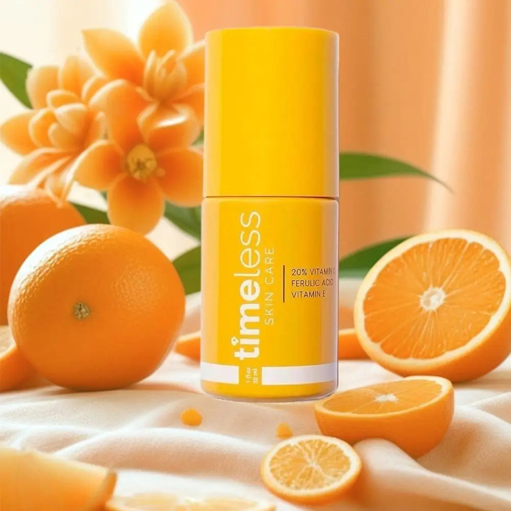 Timeless VC Serum with Ferulic Acid Antioxidant Wrinkle Resistant Hydrating Firming Reduce Fine Lines Essence for Brightens Skin