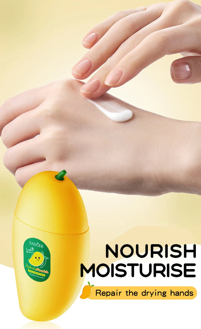 SADOER Mango Peach Aloe Vera Lemon Fruit Hand Cream Moisturizing Brightening Repairing Hand Creams For Hands Skin Care