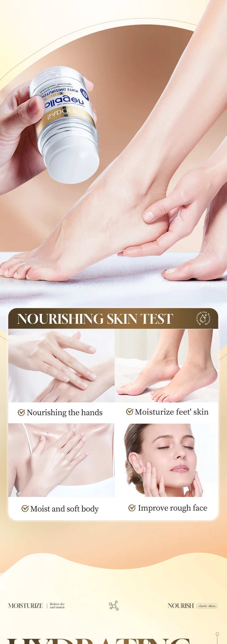 SADOER Collagen Hand & Foot Cream Stick Moisturizing Anti Cracking Whitening Anti Wrinkles Anti-Aging Hands Skin Care Products