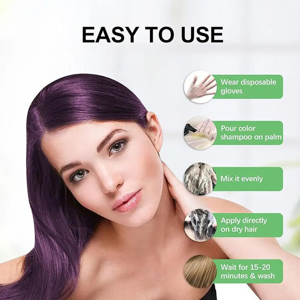 200ml Hair Dye Shampoo For Gray Hair Natural Hair Dye Kit Semi Permanent Hair Dye Shampoo For Women Men Black Brown Purple