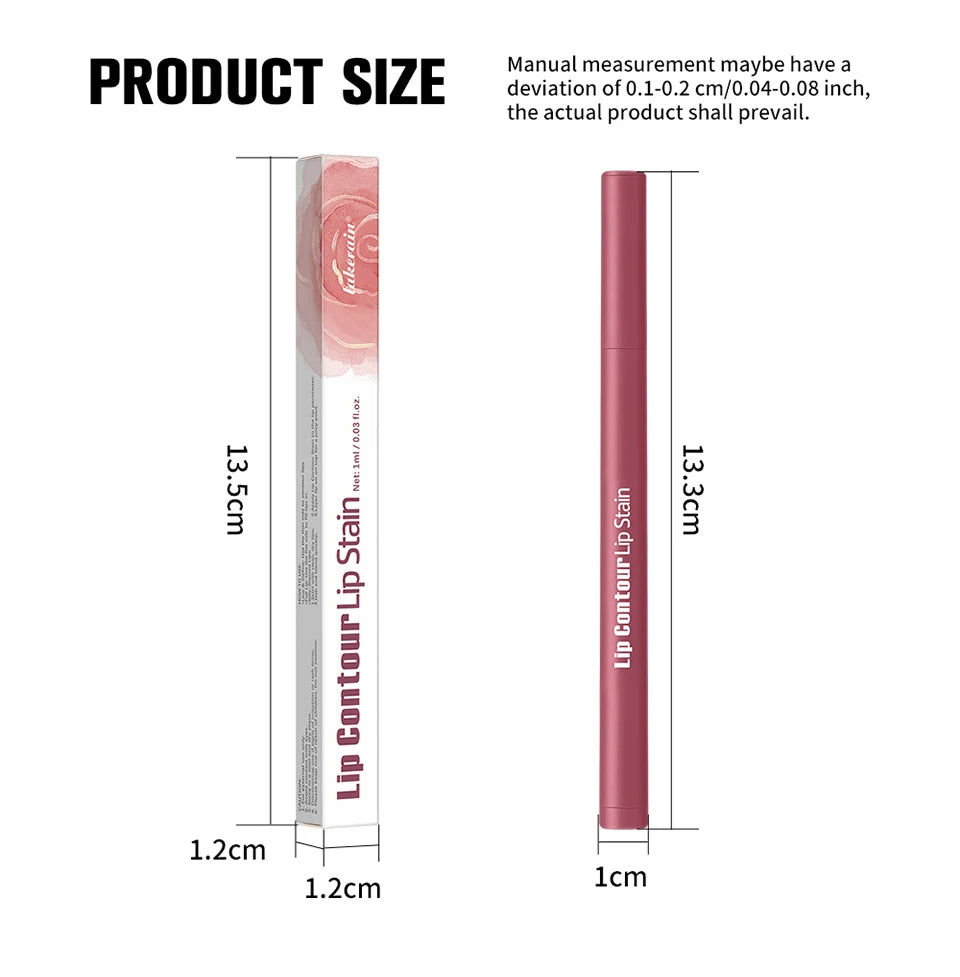 Waterproof 2 In 1 Lip Stain And Liner Pen Long Lasting Smudge Proof Kiss Proof Transfer Resistant 8 Colors Makeup Lip Pencil
