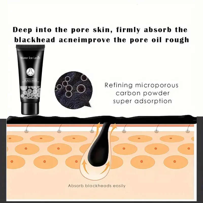 Bamboo Charcoal Black Cleansing Mud Mask Cleans Pores, Peel-Off Mask, Moisturizes the Face, Deeply Cleanses the Face, and Refines Pores. Very Suitable for Oily Skin
