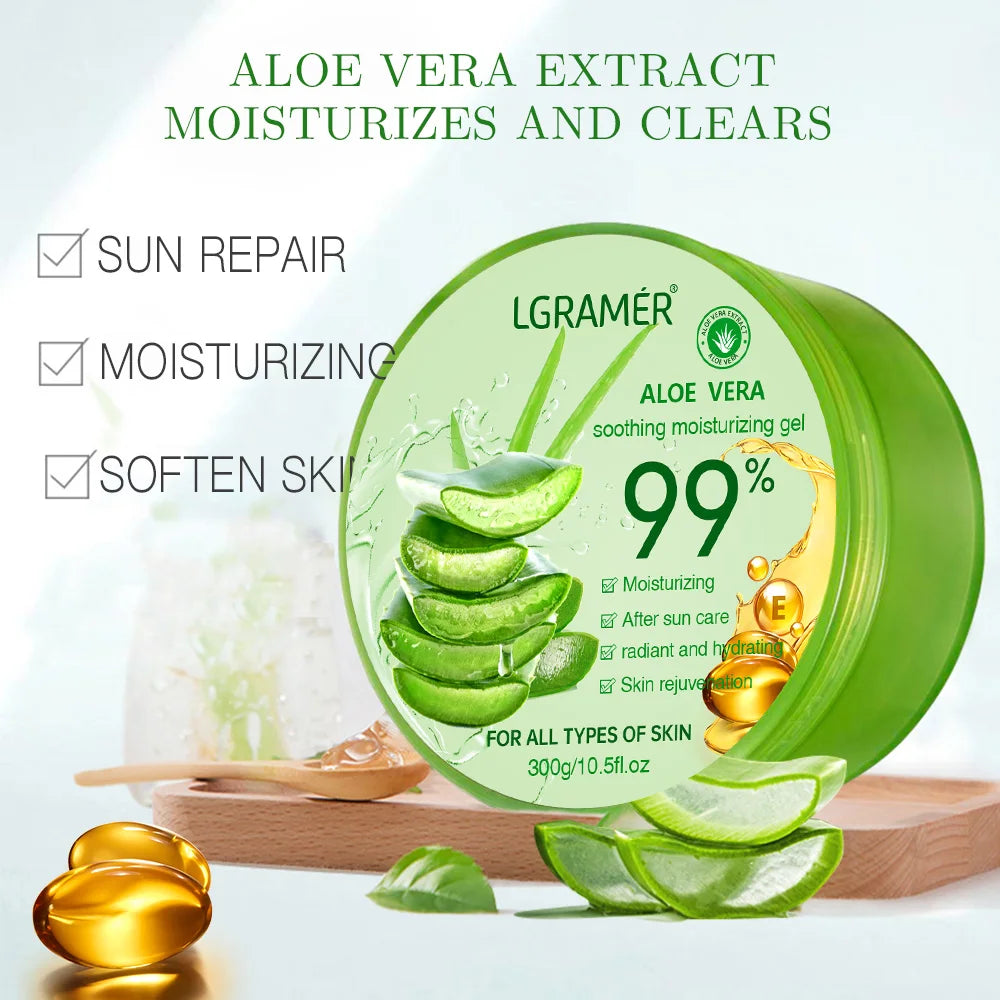 99% Aloe Vera Gel 300g Deep Hydration and Moisturizing Facial Body Leave-In Gel Shrink Pores Sleep Mask Korean Skincare Products