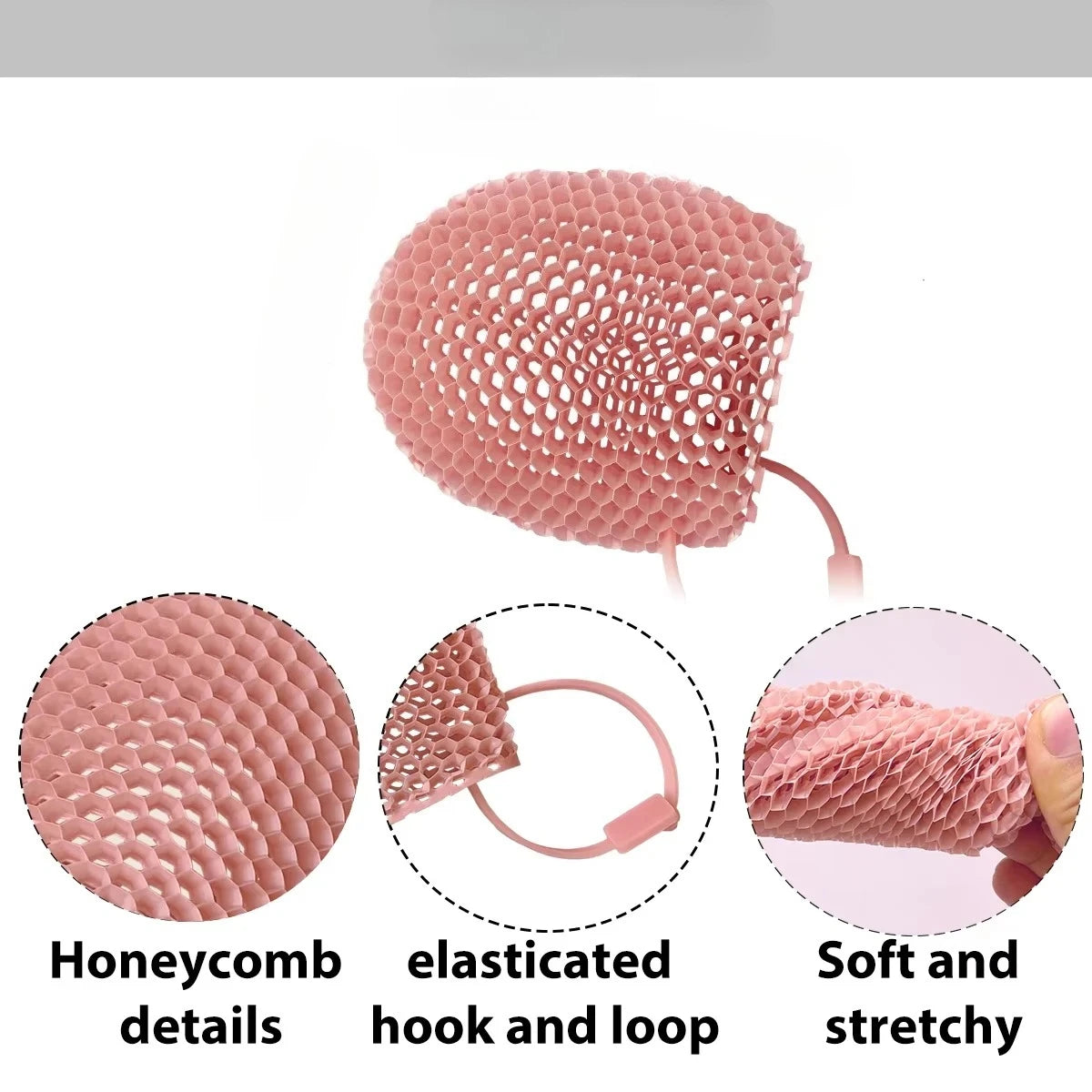 Honeycomb Exfoliating Shower Finger Caps, available in multiple colors, cleanses the skin and is safe, breathable and odorless.