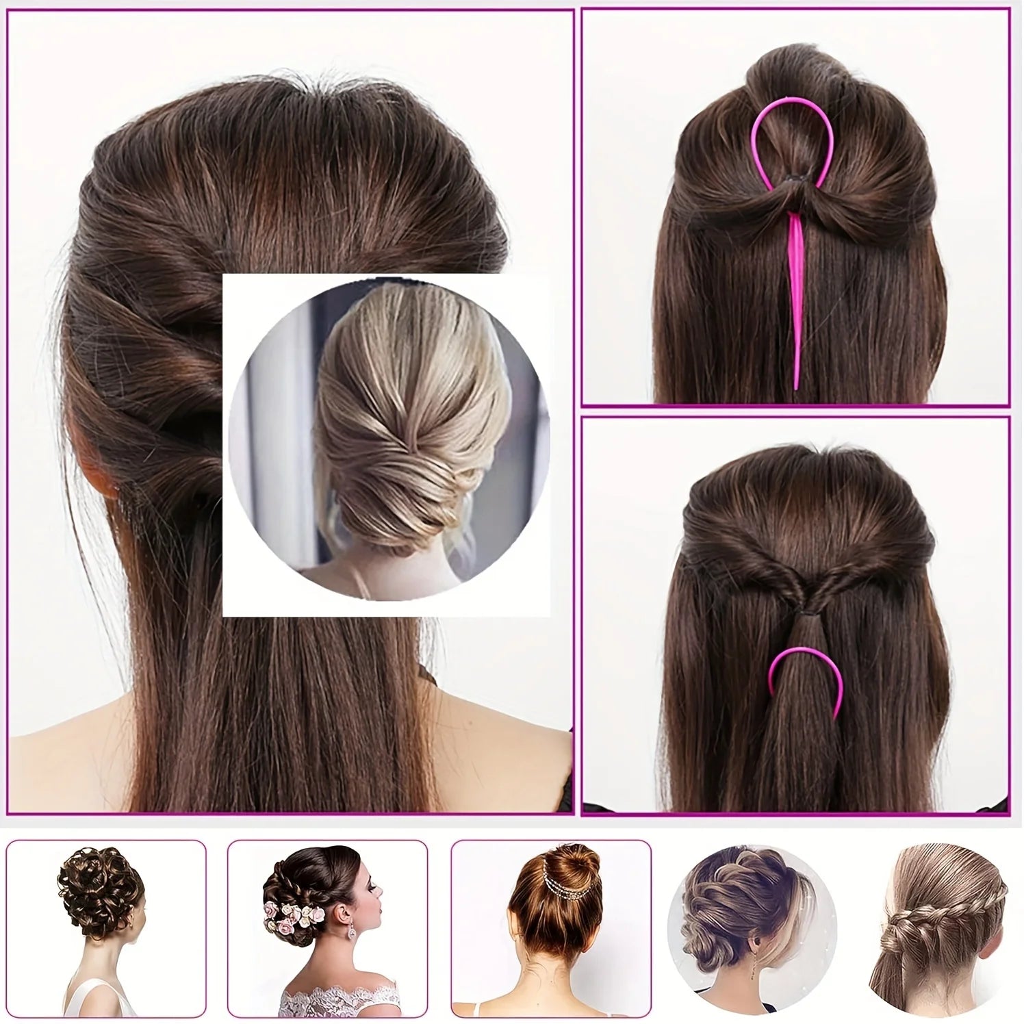 4-piece WANMEI  Headband Tool, Hair Braiding Tool with Mouse Tail Comb, Ponytail Headband Remover, Quick Styling Hair Accessory