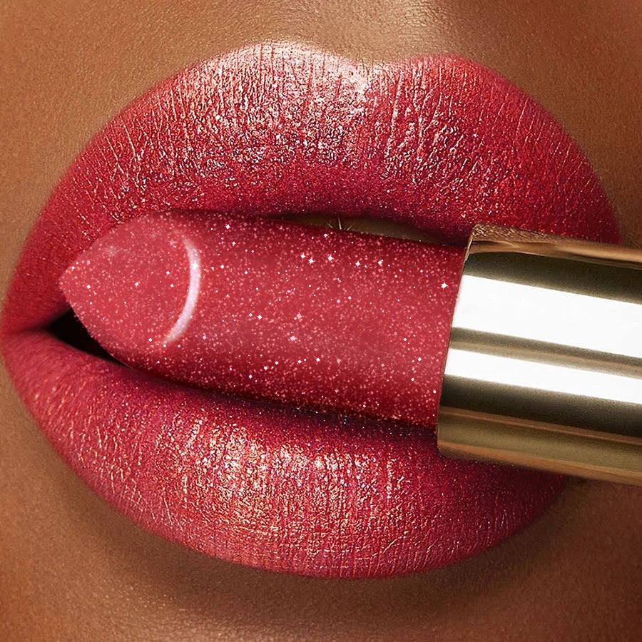 16 Colors 1PC Metallic Glitter Shiny Lipstick Lip Tint, Waterproof Senior Matte Lip Makeup Gifts for Women Cosmetic Lip Glaze