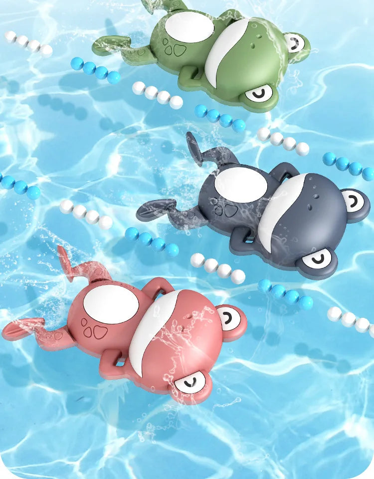 Baby Cute Animal Swimming Frog Shower Clockwork Toys When Baby Bath in Bathroom Baby Water Toy for Kids Clockwork Bath Toys Gift