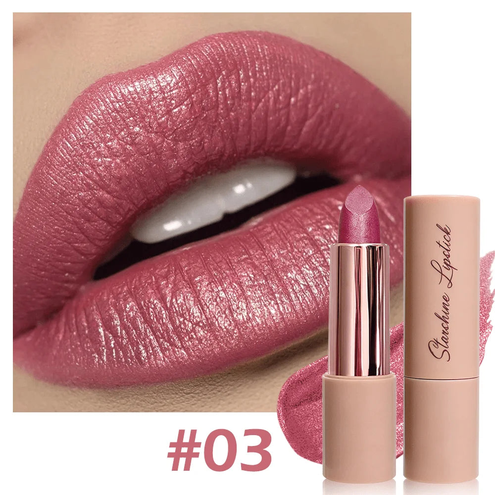 JUJU DREAM Shimmer Metallic Lipstick Long Lasting Waterproof Moisturizing Lip Makeup