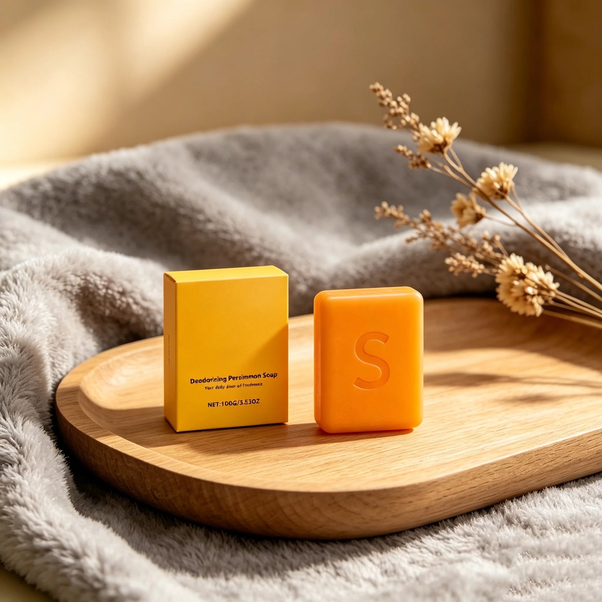 Persimmon Body Cleansing Soap Keep Brightening Improve Odor Deeply Nourish Reduce Dark Acne Removal Care Soap For Women Man 100g