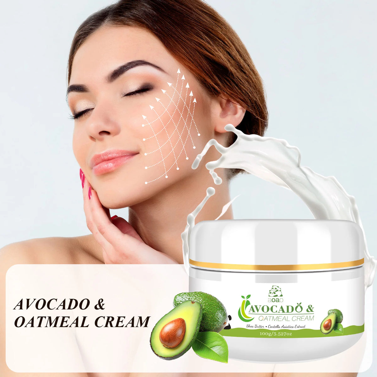 Avocado Face Cream Moisturizing Non-Greasy Lotion Day and Night Cream Suitable for Children and Adults.