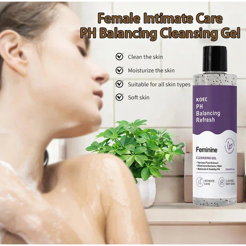 Women PH Balancing Cleansing Wash Shower Gel Set Natural Plant Extract Aloe Vera Gentle Intimate Care Daily Refreshing Body Care