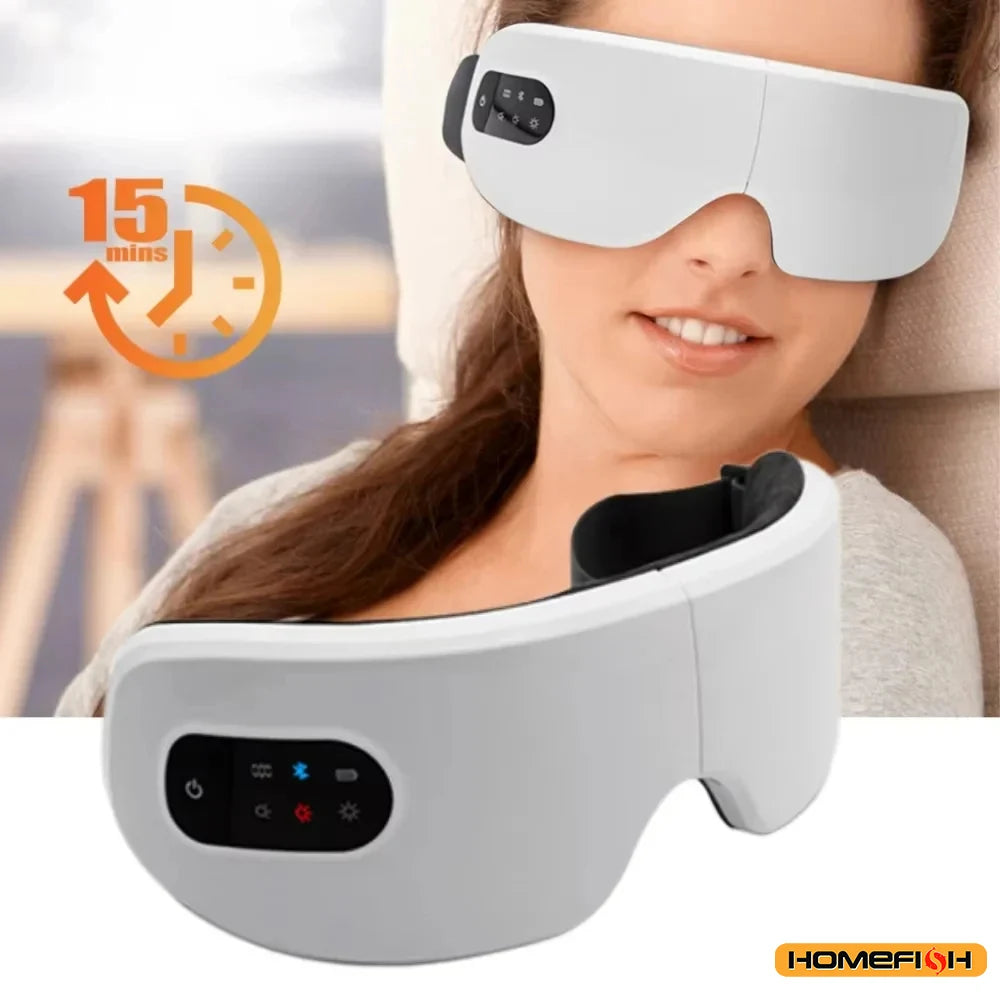 All-in-One Bluetooth Eye Massager with Vibration – Smart Mask with Wireless Charging for Eye Care
