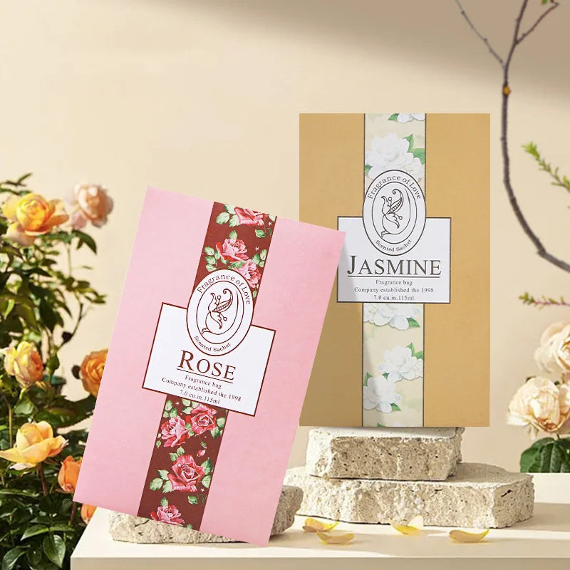 5pcs Natural Jasmine Rose Lavender Hanging Freshener - Long-Lasting Odor Eliminator for Wardrobe Car Closets Refill-Free