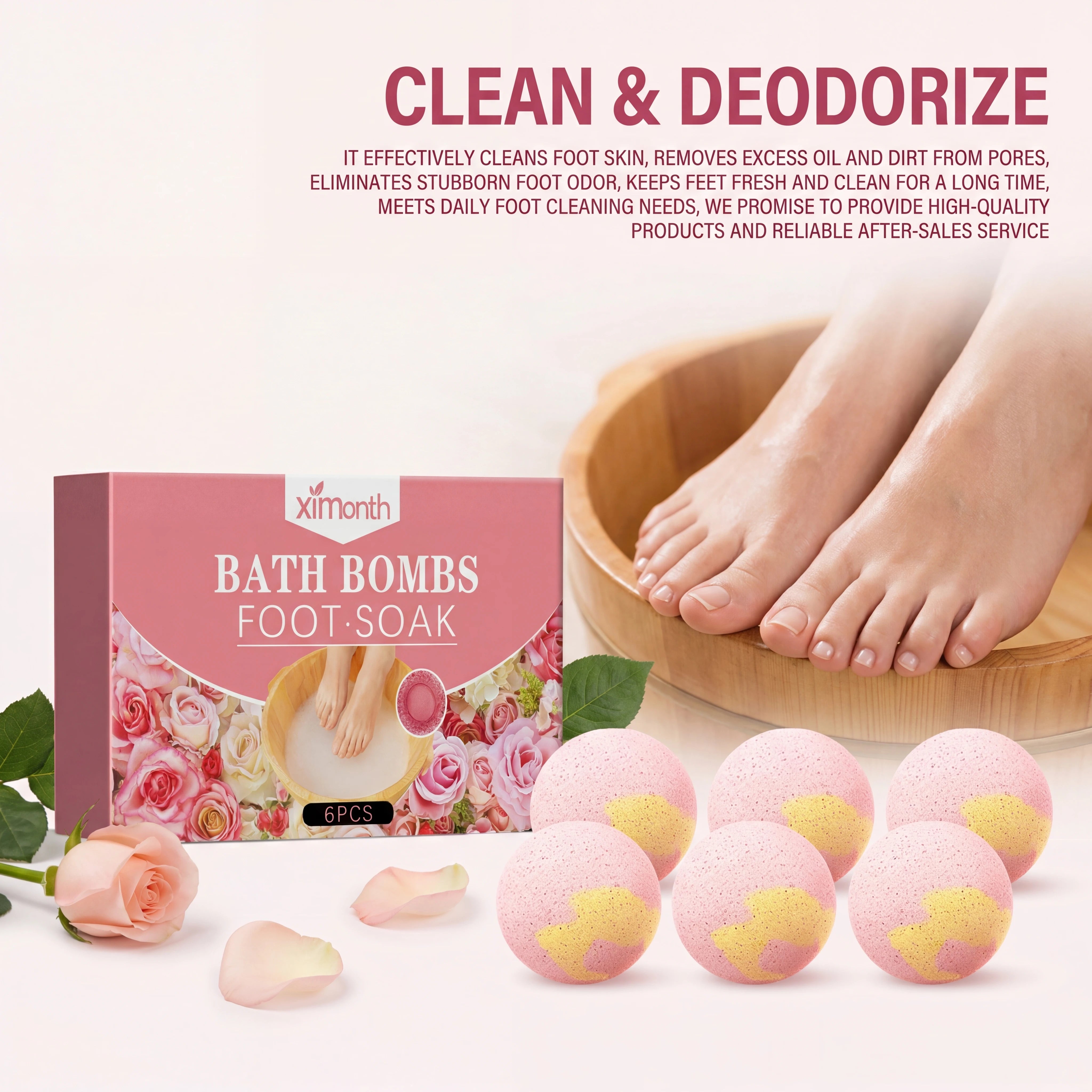 Rose Foot Bath Ball Nourishing Foot Soak Effervescent Tablet Deep Cleaning Exfoliate Feet Skin Relaxing Care Spa Soothe Fatigued