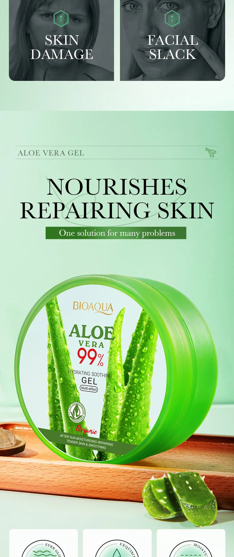 300g BIOAQUA Moisturizing and Soothing Aloe Vera Gel Skin Rejuvenating Hydrating Face Cream Beauty Facial Skin Care