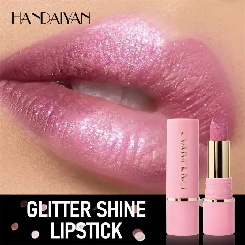 8 Colors Diamond Shimmer Lipstick Purple Metallic Glitter Pearlescent Lip Tint Long Lasting Waterproof Lipstick Makeup Cosmetics