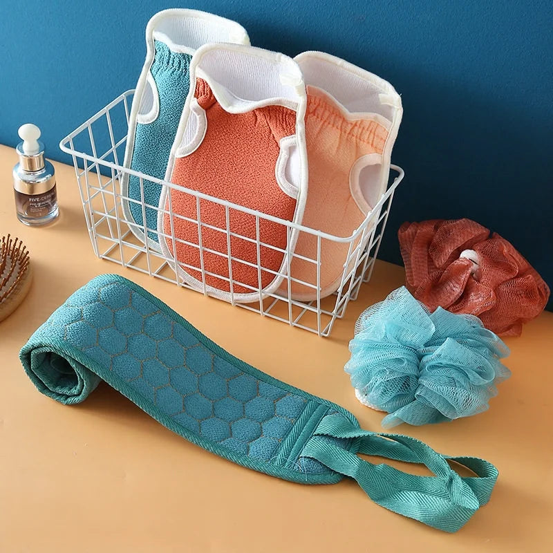 Exfoliating Body Care Set Includes Back Scrubber Bath Glove Loofah Pumice Sponge For Dead Skin Removal Shower Use