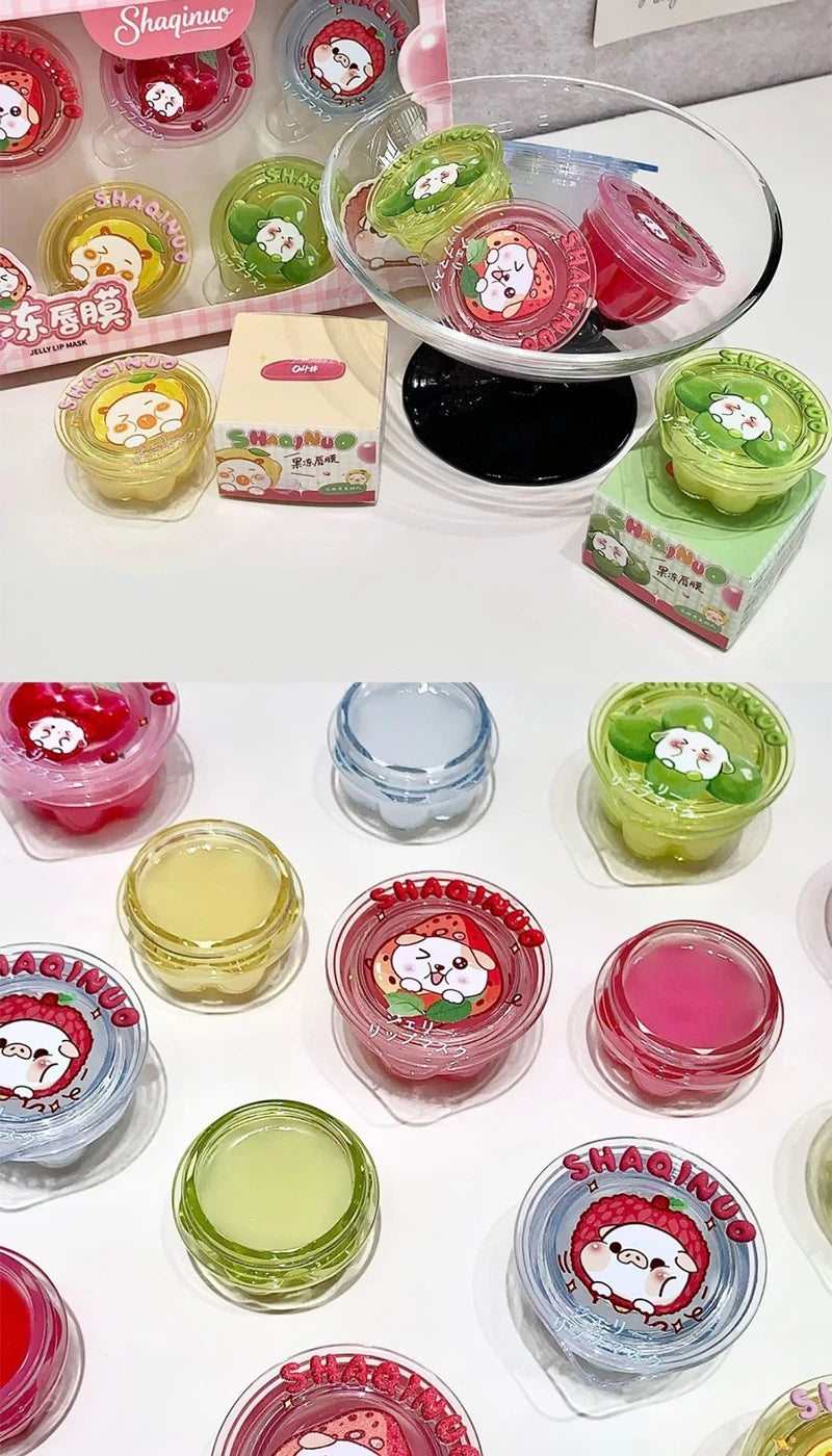 Shaqinuo Jelly Lip Mask Moisturizing and Hydrating Sleep Fruit Lip Balm for Students to Reduce Lip Lines and Prevent Dryness, a Christmas Gift Essential for Autumn and Winter.