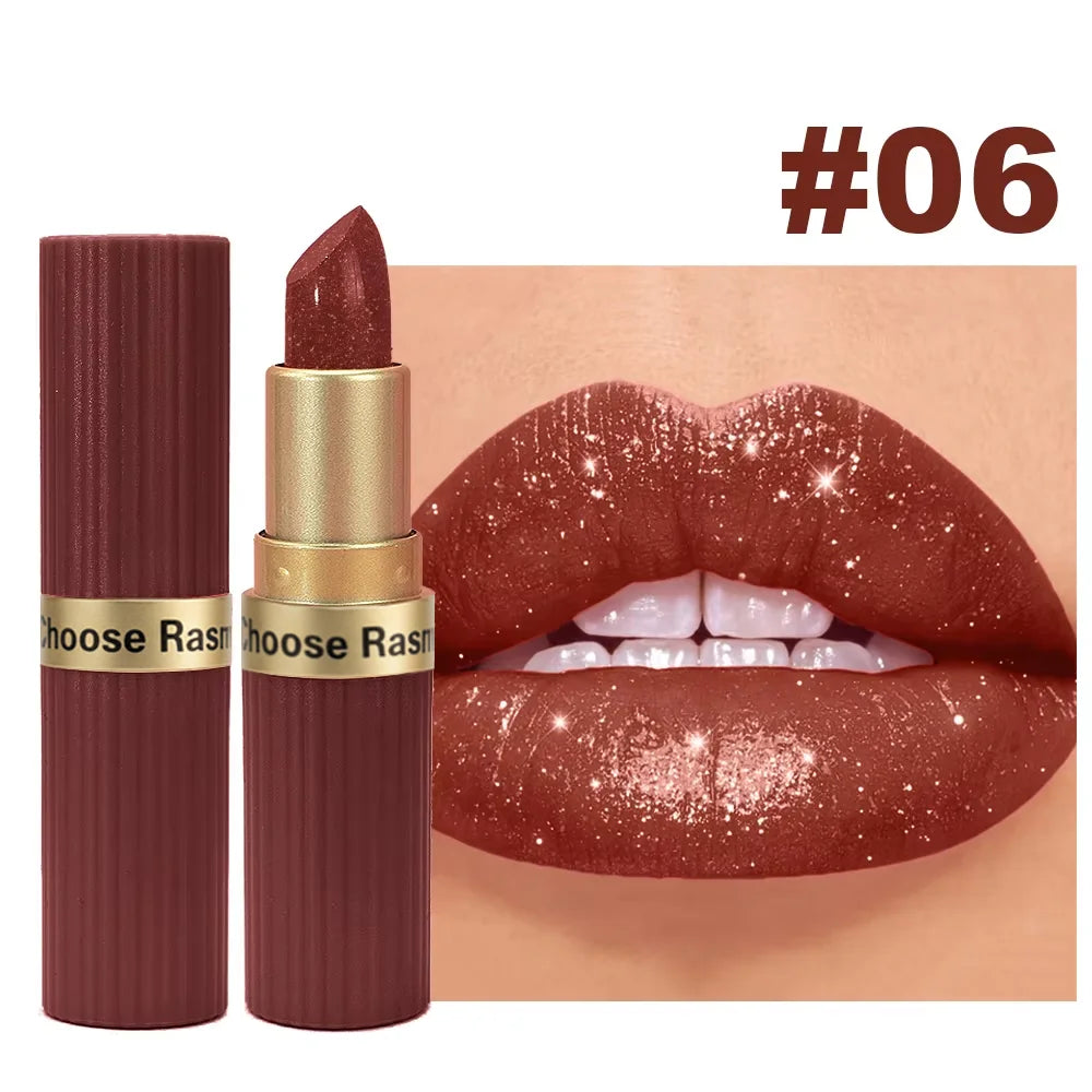 CHOOSE RASME 6 Colors Chocolate Bar Lipstick Makeup Pearl Matte Matte Not Easy to Fall out Matte Waterproof Lipstick