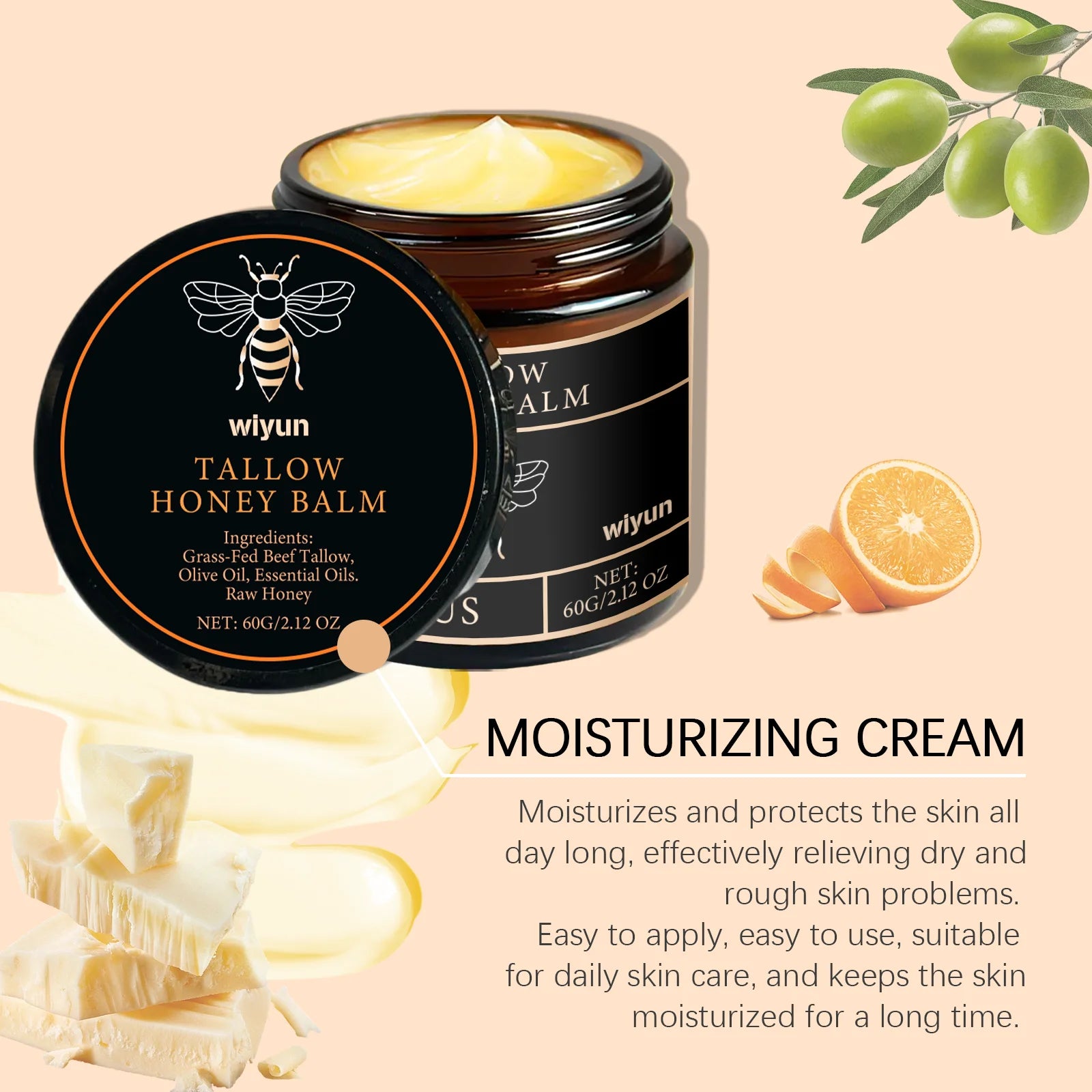 Beef Tallow Honey Cream Brightening Fade Dark Spots Remove Melanin Firming Non-Greasy Lasting Moisturizing Soothing Body Lotion